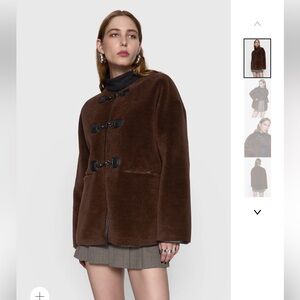 NWT Rebecca Minkoff Brown Shearling Toggle Jacket Size XL